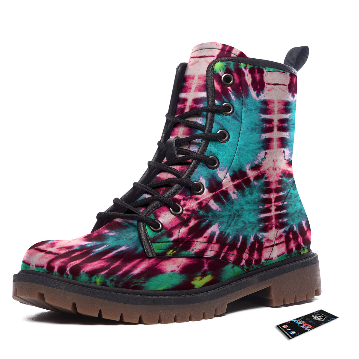 Tie Dye Peace Sign Print Work Boots-grizzshop