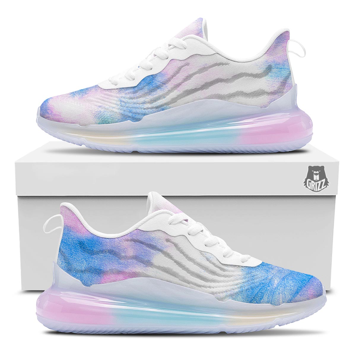 Tie Dye Pink And Teal Print Running Sneakers-grizzshop