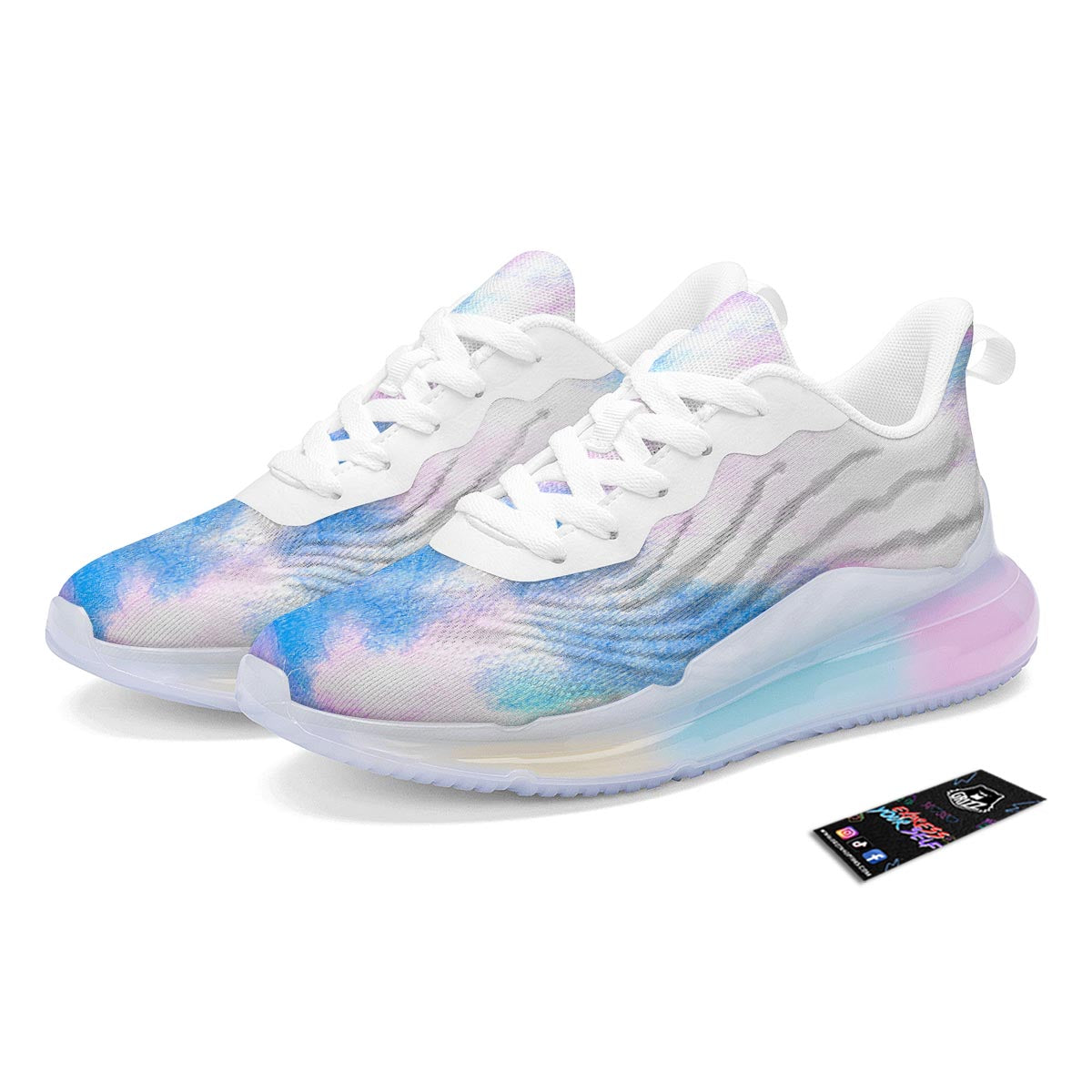 Tie Dye Pink And Teal Print Running Sneakers-grizzshop