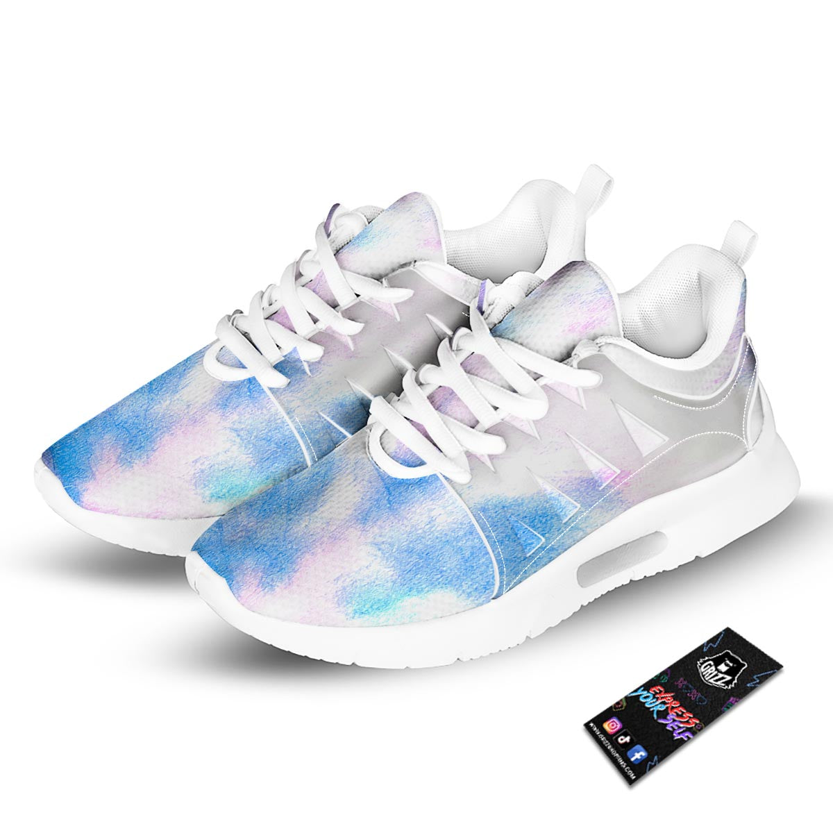 Tie Dye Pink And Teal Print Tennis Shoes-grizzshop