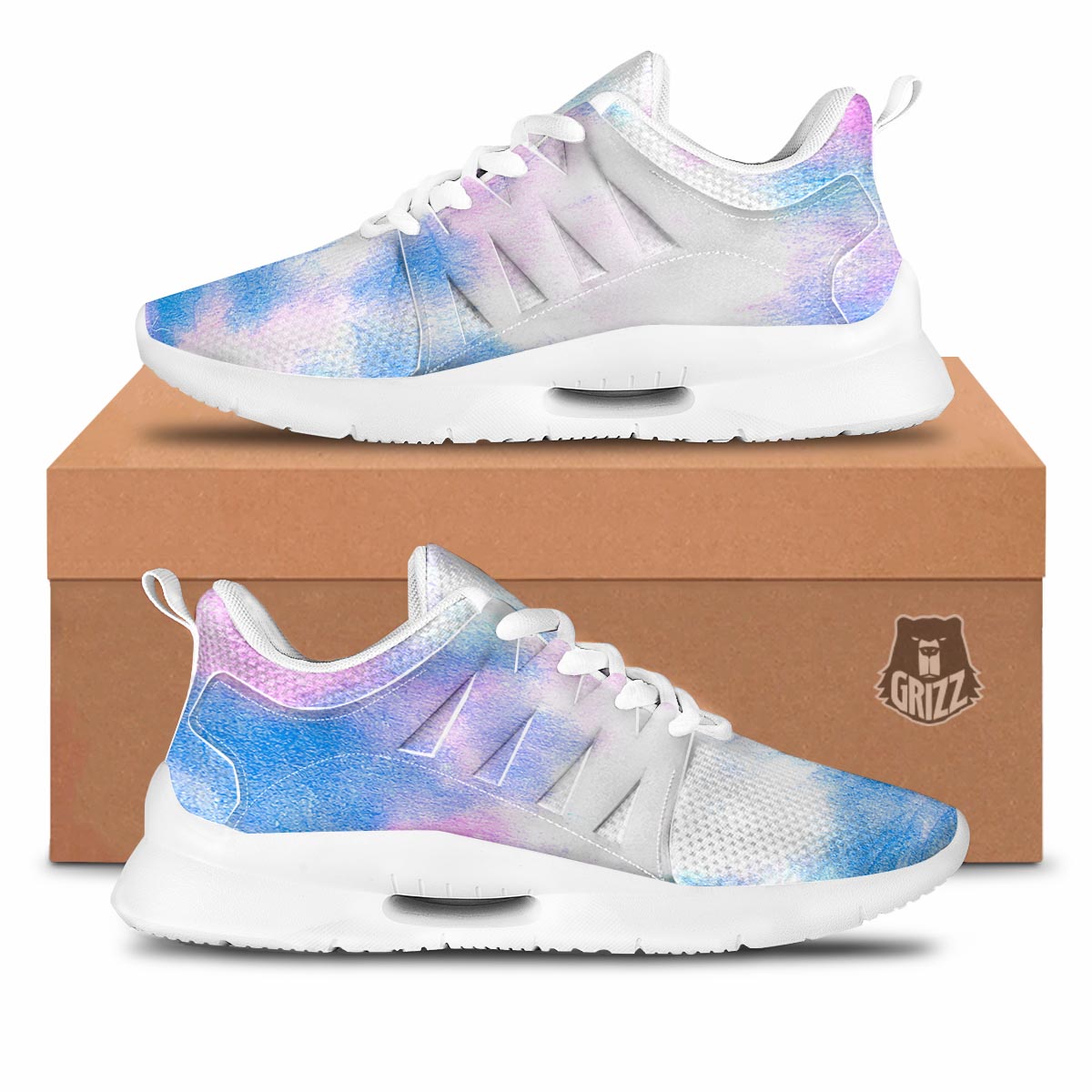 Tie Dye Pink And Teal Print Tennis Shoes-grizzshop
