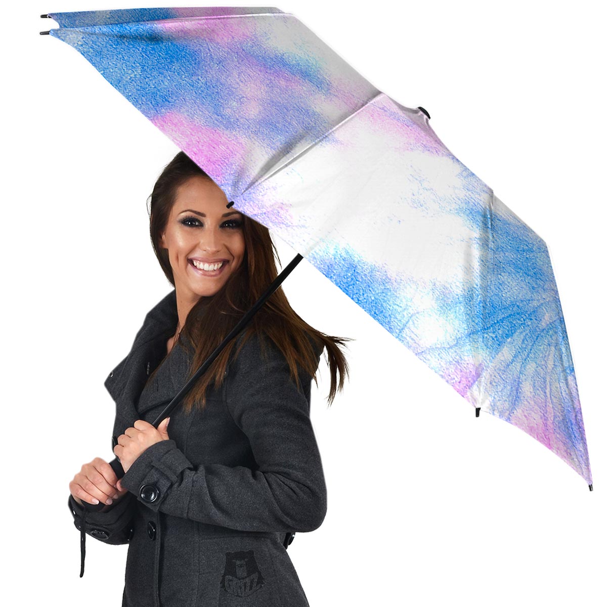 Tie Dye Pink And Teal Print Umbrella-grizzshop