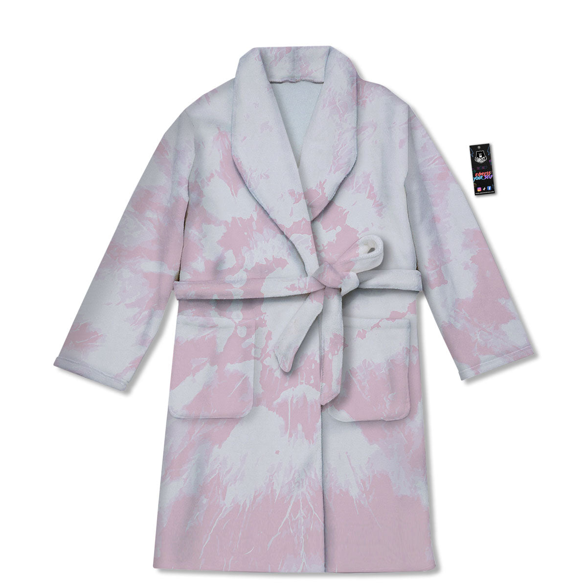 Tie Dye Pink Print Bathrobe-grizzshop