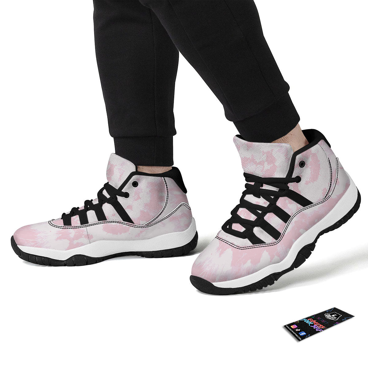 Tie Dye Pink Print Black Bball Shoes-grizzshop