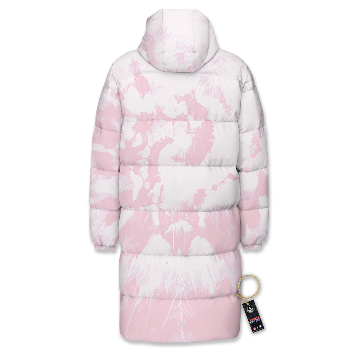 Tie Dye Pink Print Long Down Jacket-grizzshop