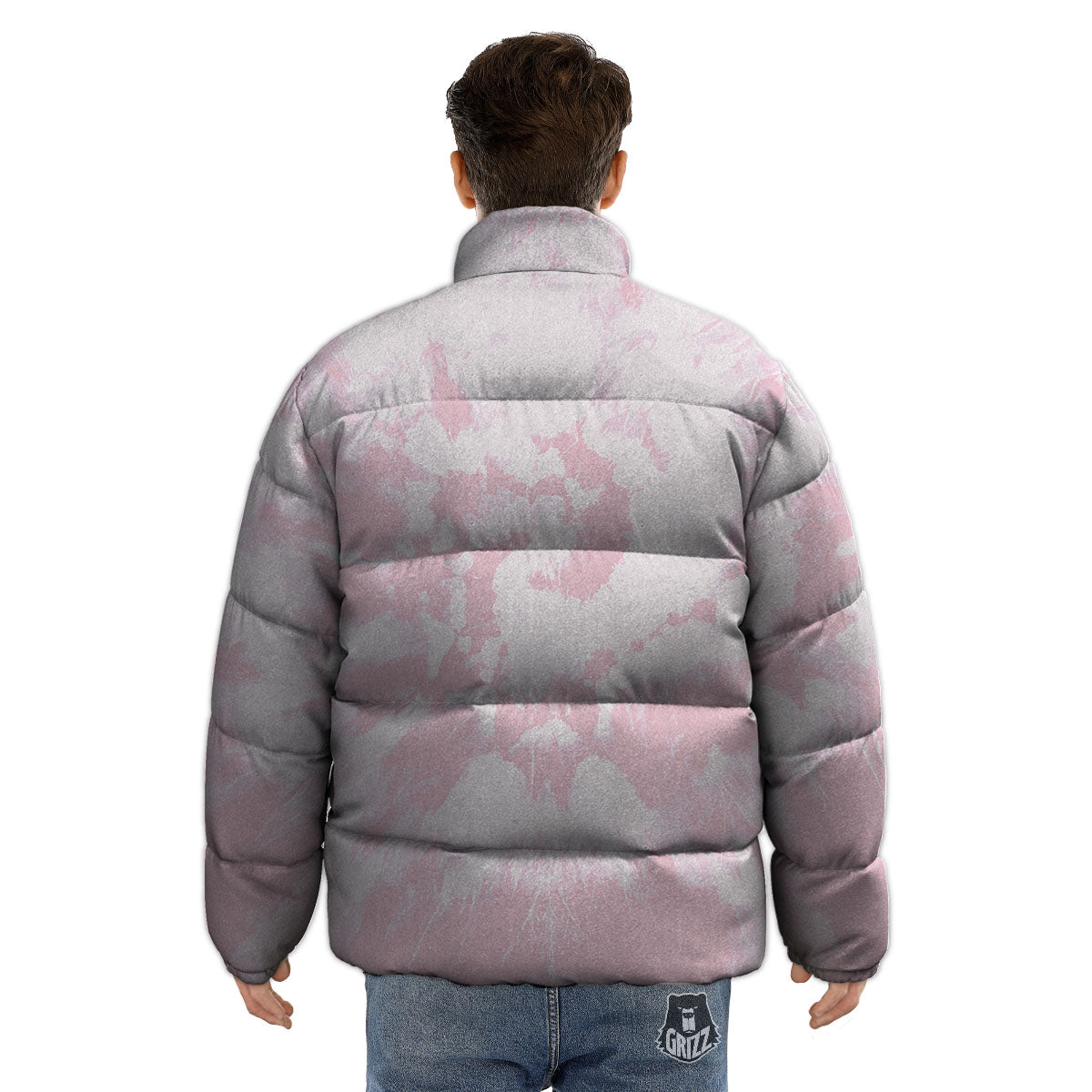 Tie Dye Pink Print Puffer Jacket-grizzshop