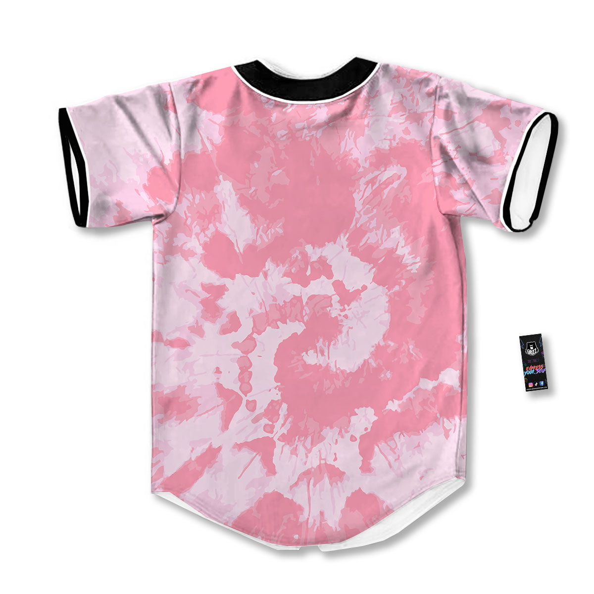 Tie Dye Pink Shibori Print Baseball Jersey-grizzshop