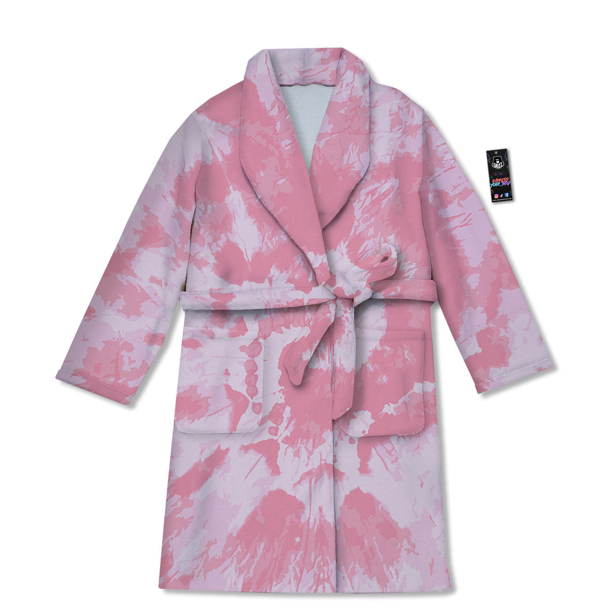 Tie Dye Pink Shibori Print Bathrobe-grizzshop