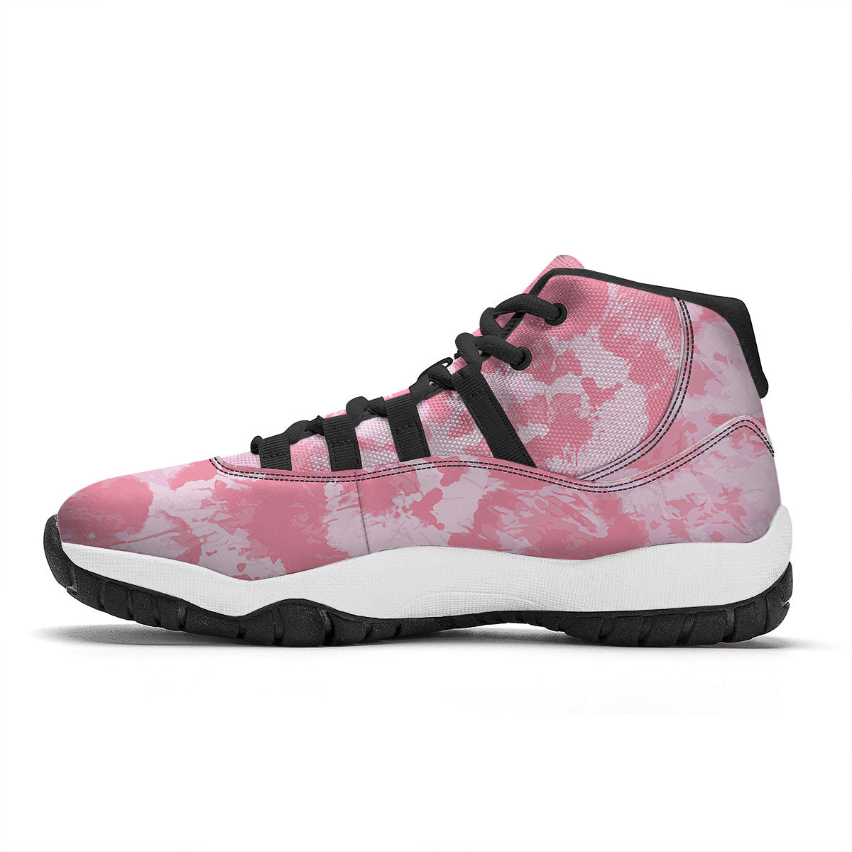 Tie Dye Pink Shibori Print Black Bball Shoes-grizzshop