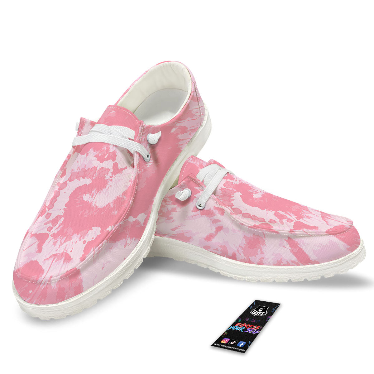 Tie Dye Pink Shibori Print Black Loafers-grizzshop
