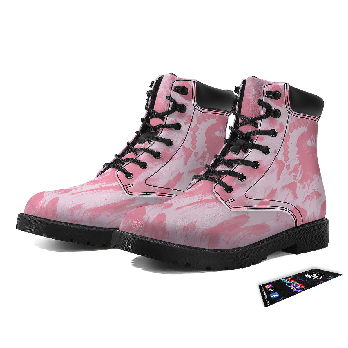 Tie Dye Pink Shibori Print Boots-grizzshop