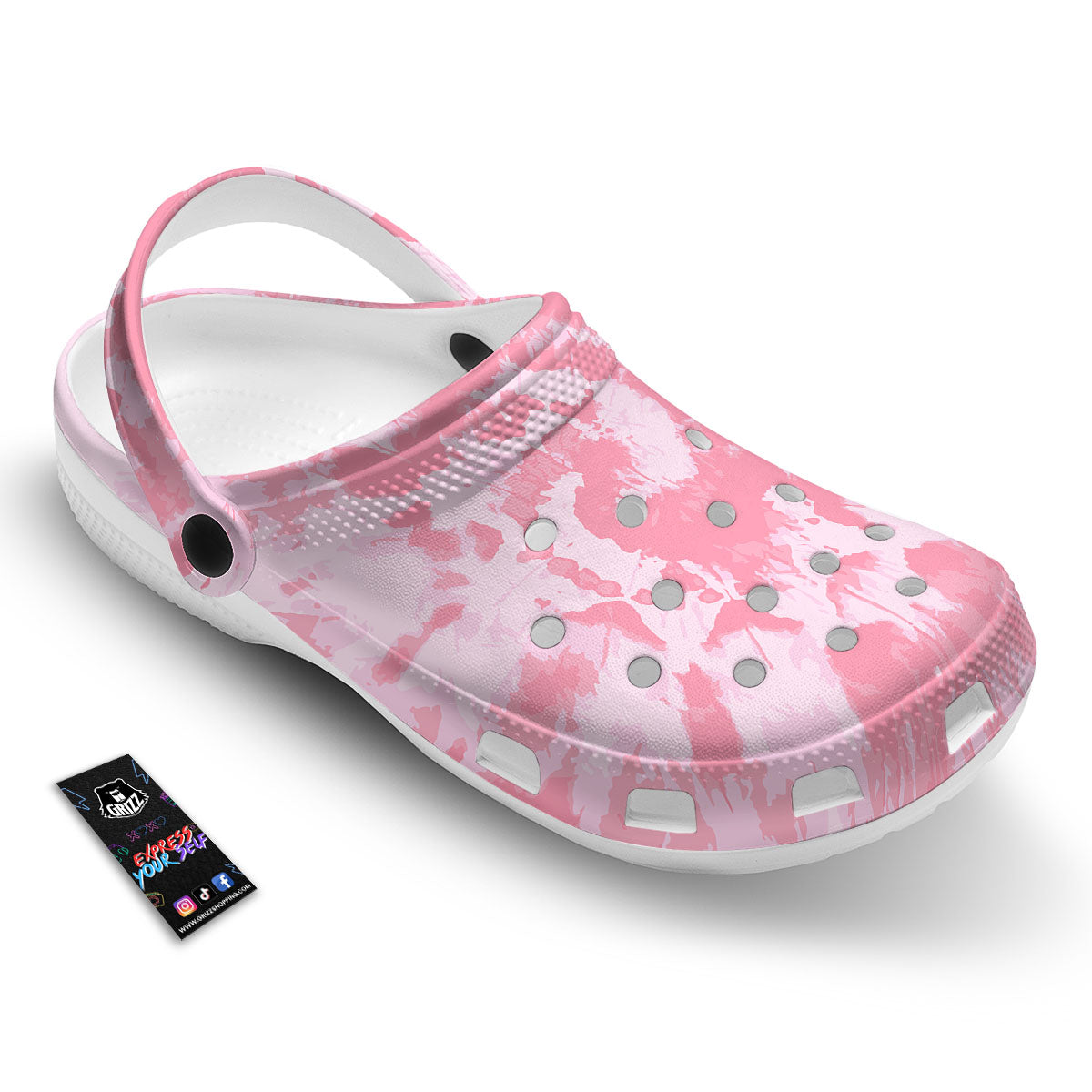 Tie Dye Pink Shibori Print Clog-grizzshop