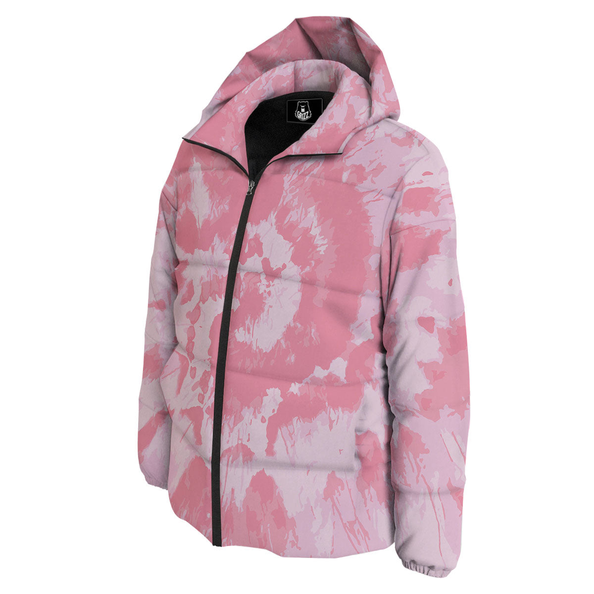 Tie Dye Pink Shibori Print Down Jacket-grizzshop
