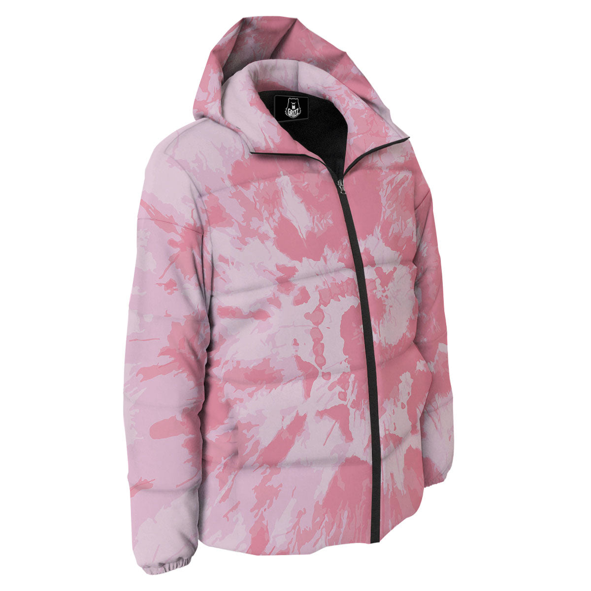 Tie Dye Pink Shibori Print Down Jacket-grizzshop