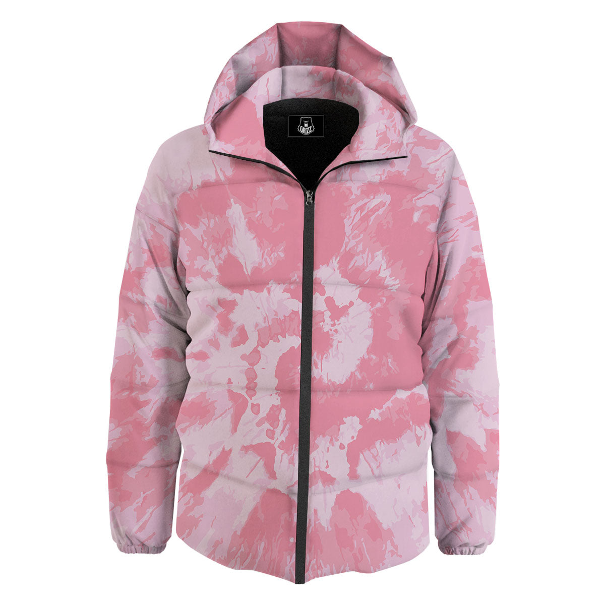 Tie Dye Pink Shibori Print Down Jacket-grizzshop