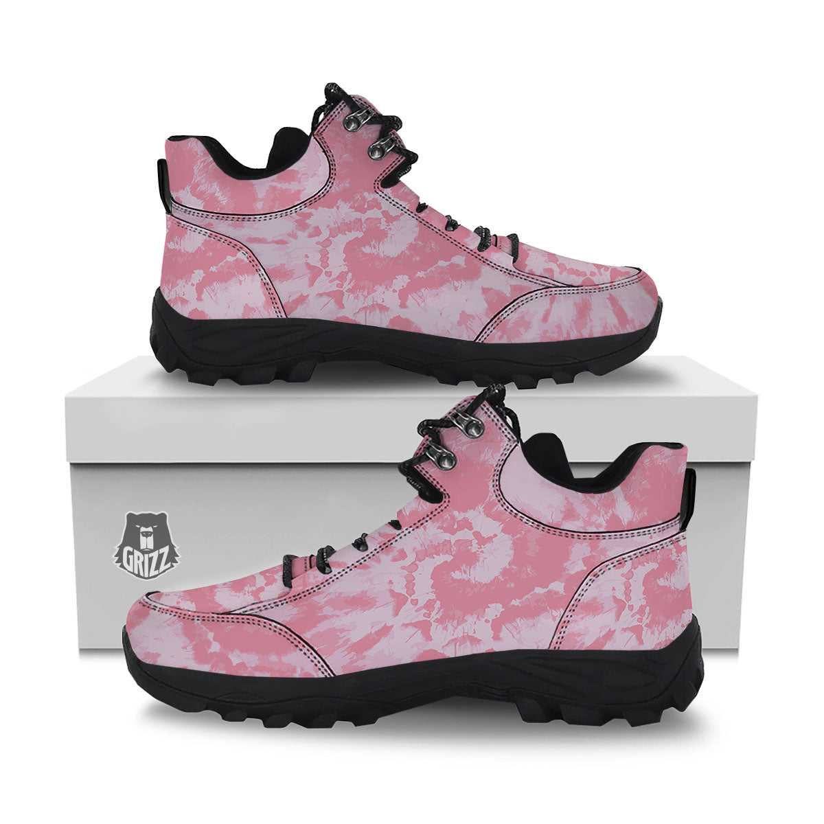 Tie Dye Pink Shibori Print Hiking Shoes-grizzshop