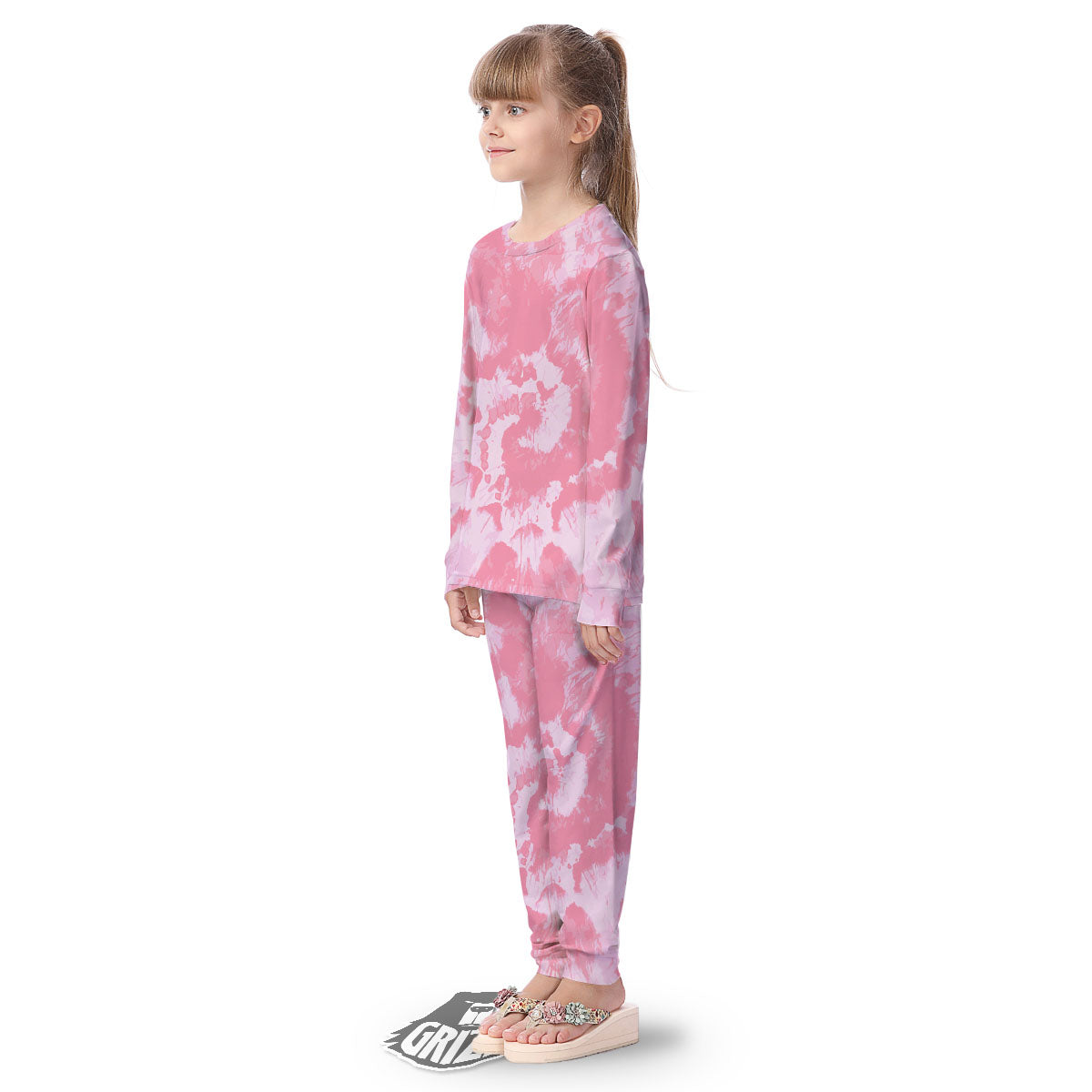 Tie Dye Pink Shibori Print Kid's Pajamas-grizzshop