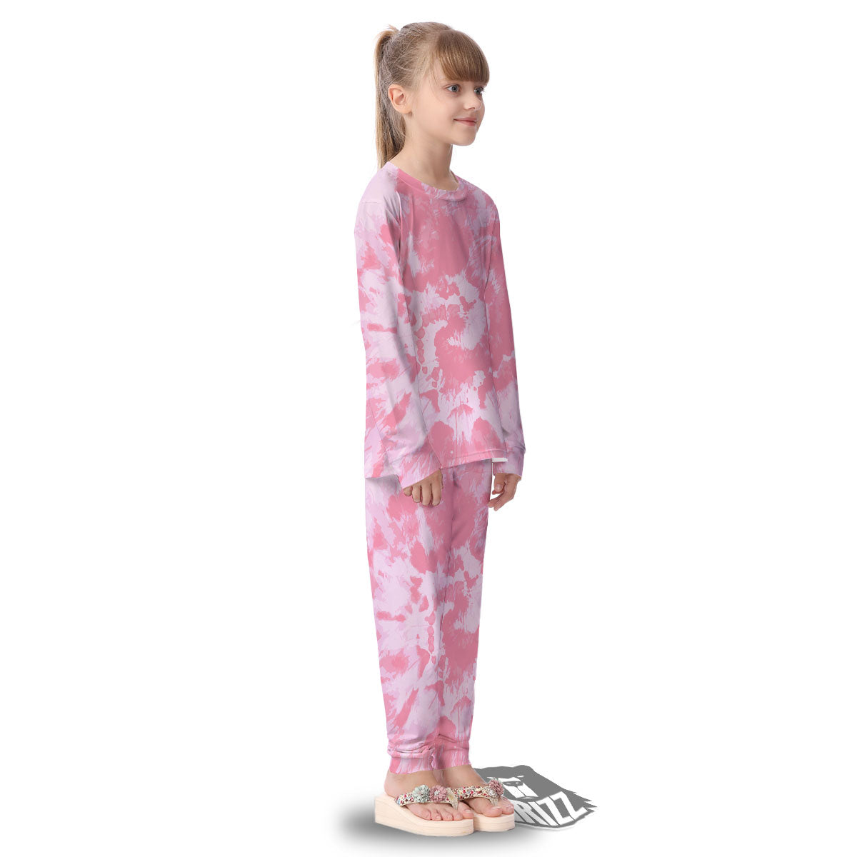 Tie Dye Pink Shibori Print Kid's Pajamas-grizzshop