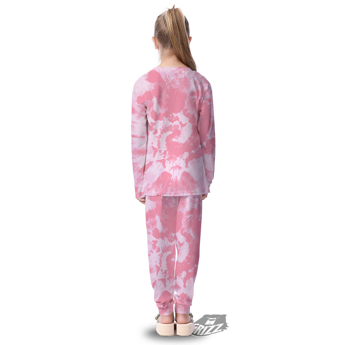 Tie Dye Pink Shibori Print Kid's Pajamas-grizzshop