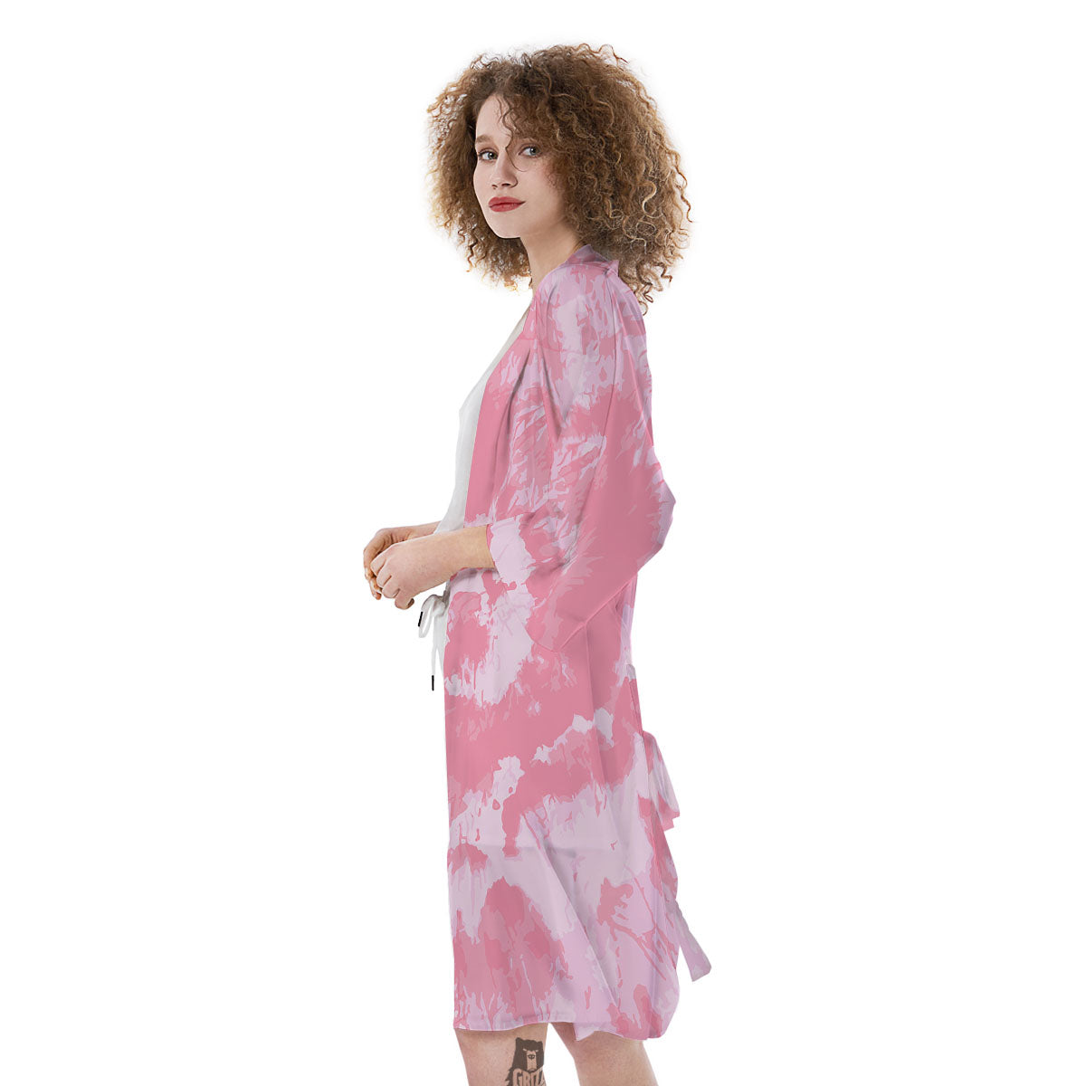 Tie Dye Pink Shibori Print Kimono-grizzshop