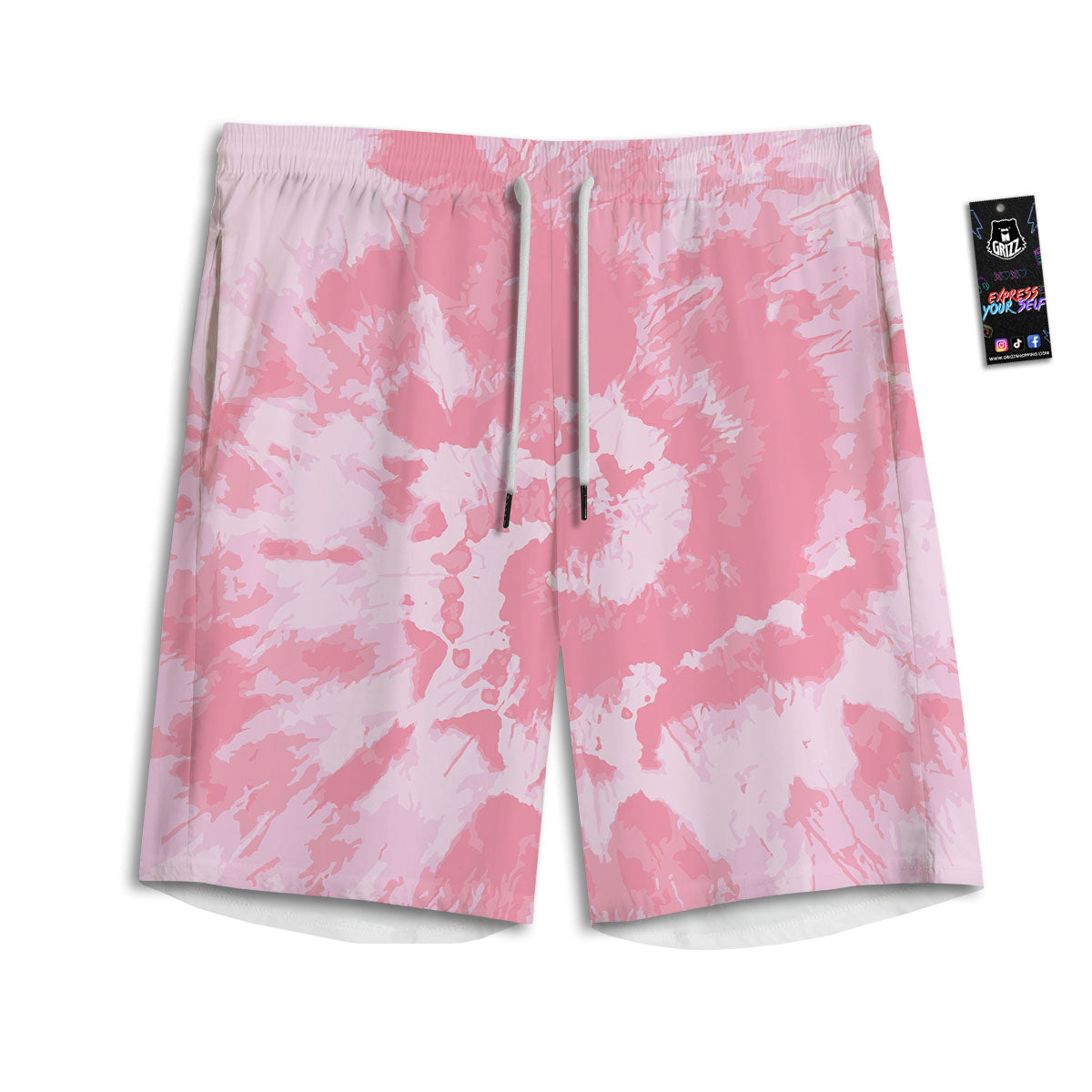 Tie Dye Pink Shibori Print Men's Athletic Shorts