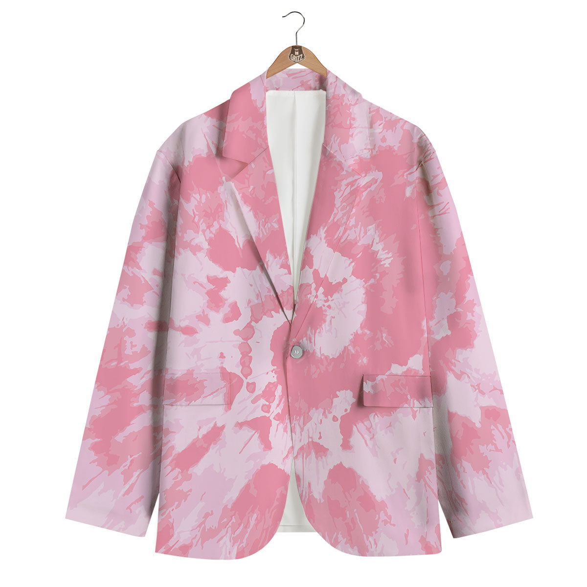 Tie Dye Pink Shibori Print Men's Blazer-grizzshop