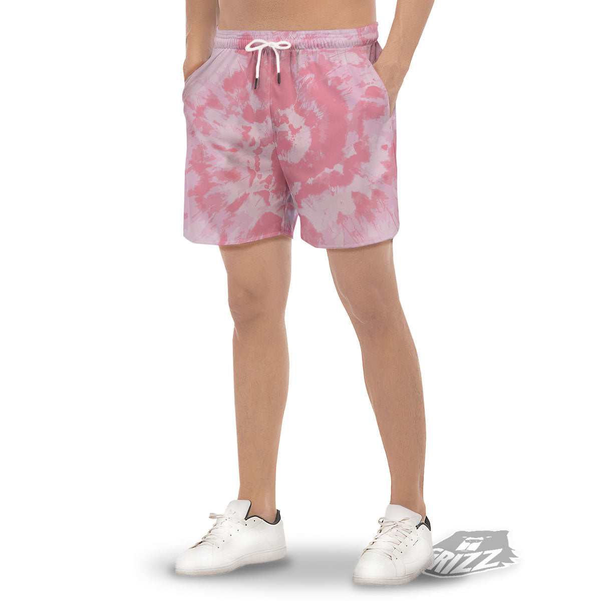 Tie Dye Pink Shibori Print Men's Gym Shorts-grizzshop