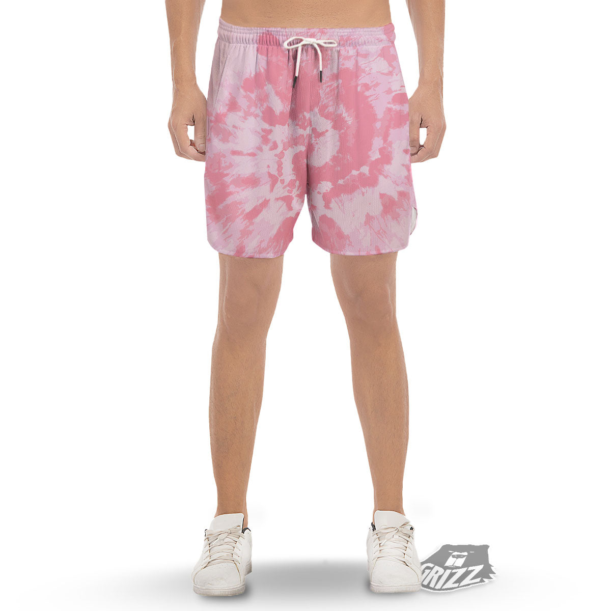 Tie Dye Pink Shibori Print Men's Gym Shorts-grizzshop