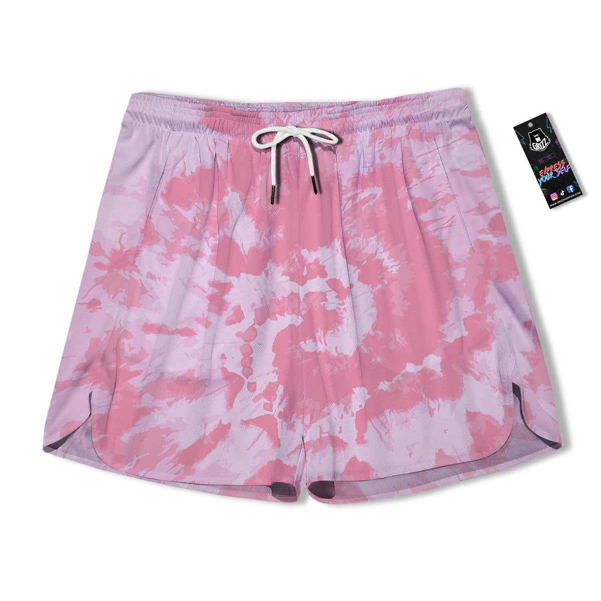 Tie Dye Pink Shibori Print Men's Running Shorts-grizzshop