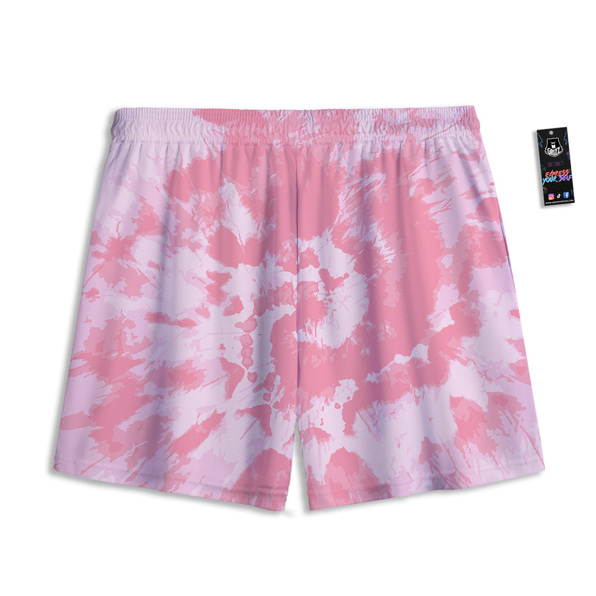 Tie Dye Pink Shibori Print Mesh Shorts
