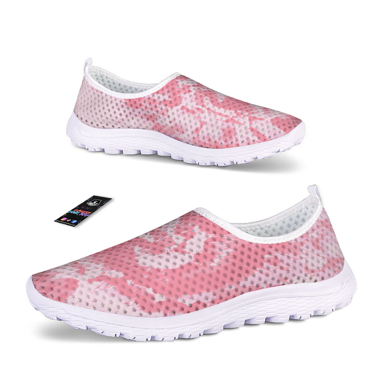 Tie Dye Pink Shibori Print Nurse Shoes-grizzshop