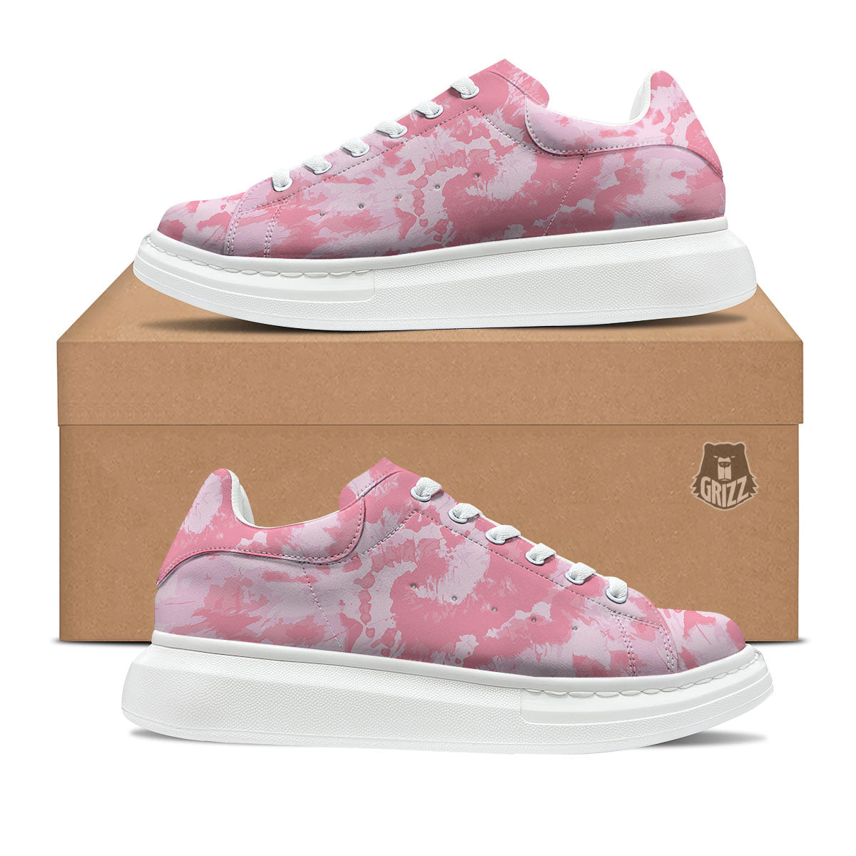 Tie Dye Pink Shibori Print Platform Shoes-grizzshop