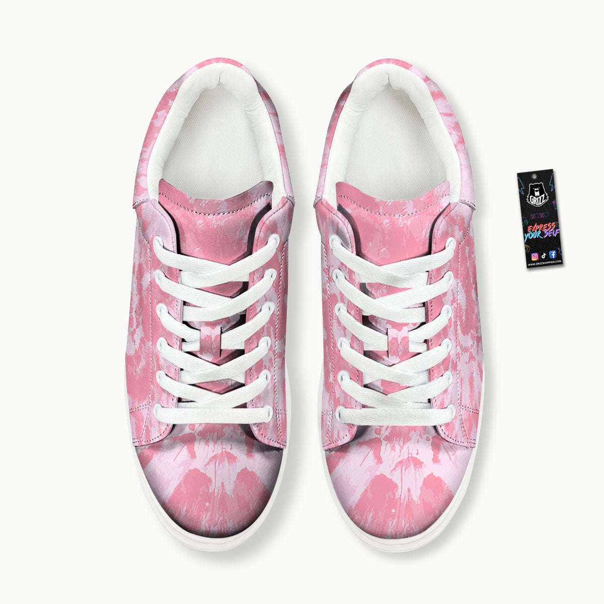 Tie Dye Pink Shibori Print Platform Shoes-grizzshop