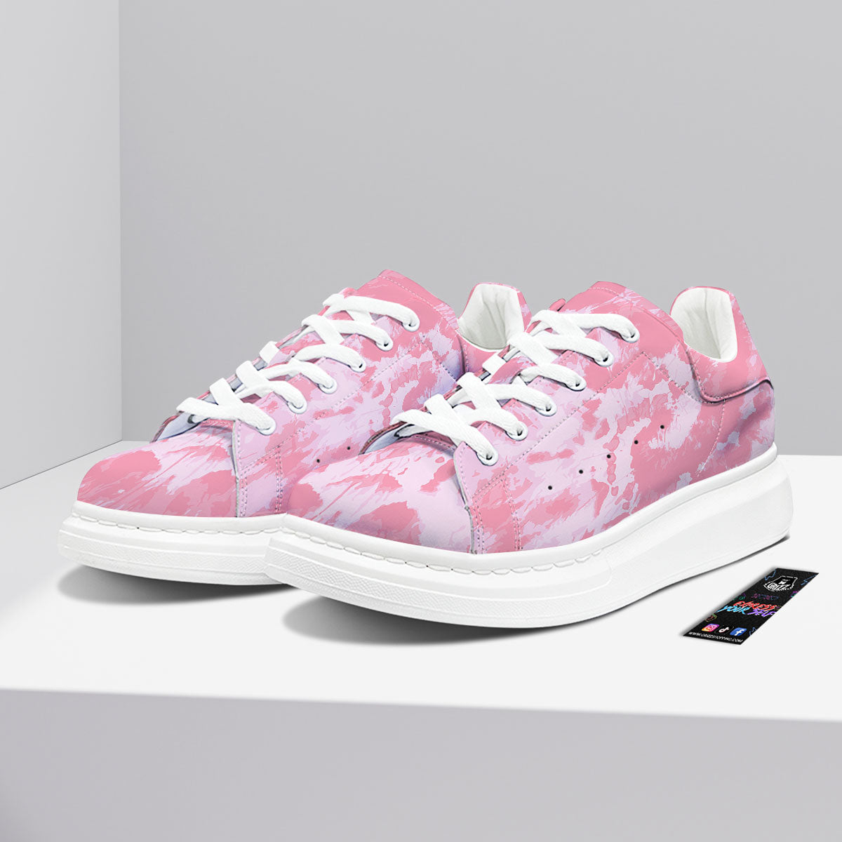Tie Dye Pink Shibori Print Platform Shoes-grizzshop