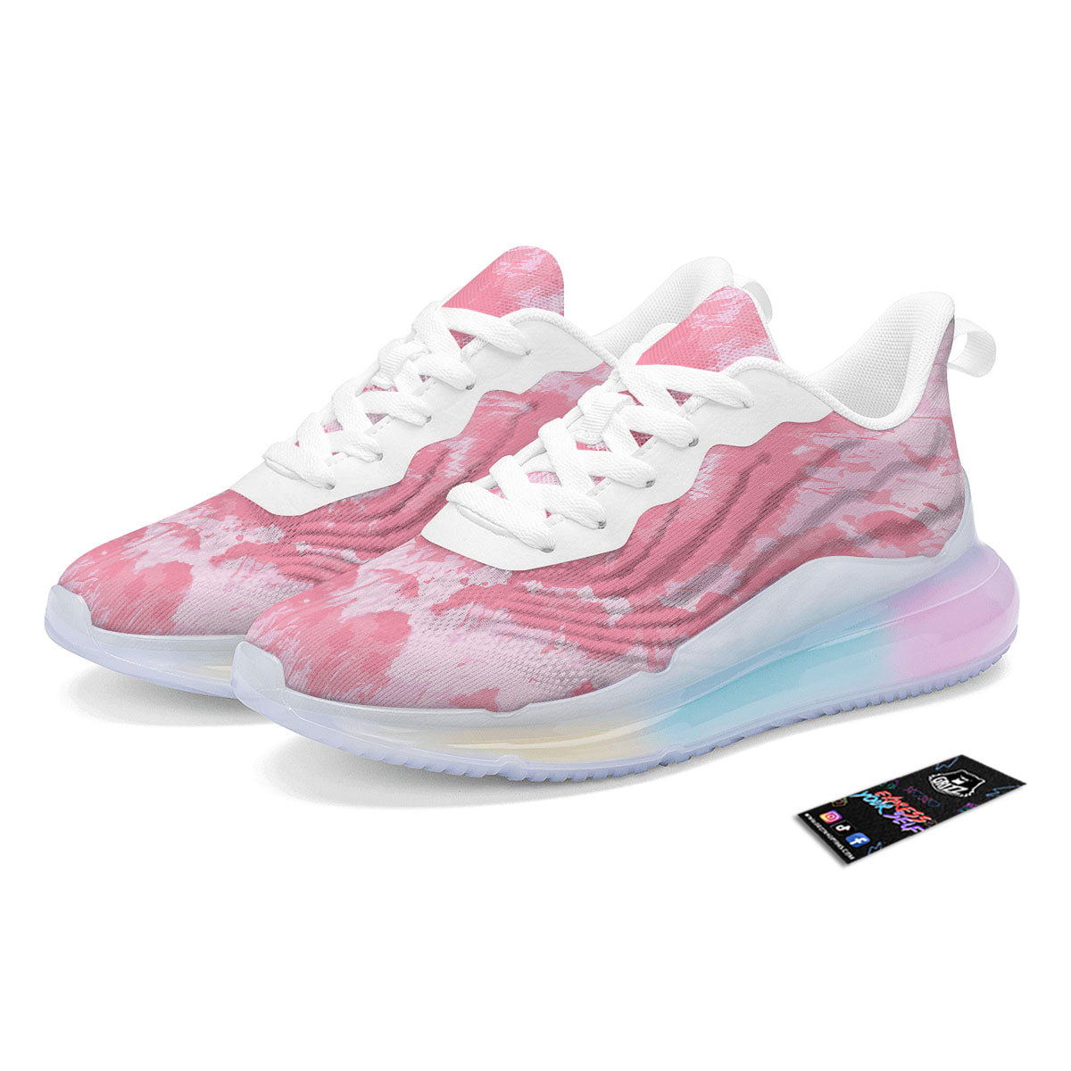 Tie Dye Pink Shibori Print Running Sneakers-grizzshop