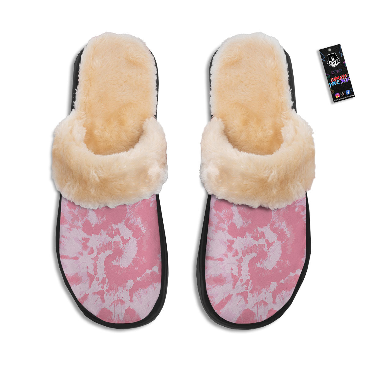 Tie Dye Pink Shibori Print Slippers-grizzshop