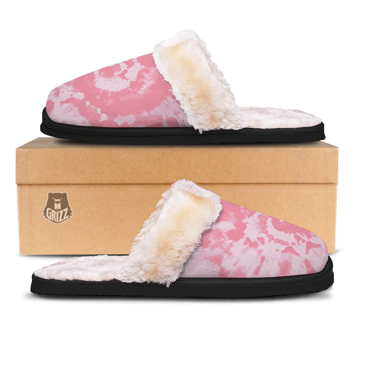 Tie Dye Pink Shibori Print Slippers-grizzshop