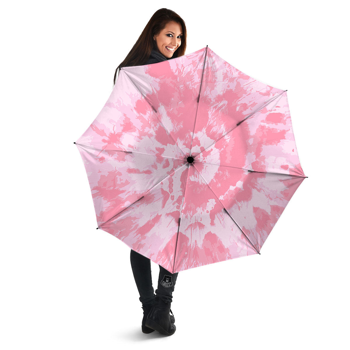 Tie Dye Pink Shibori Print Umbrella-grizzshop