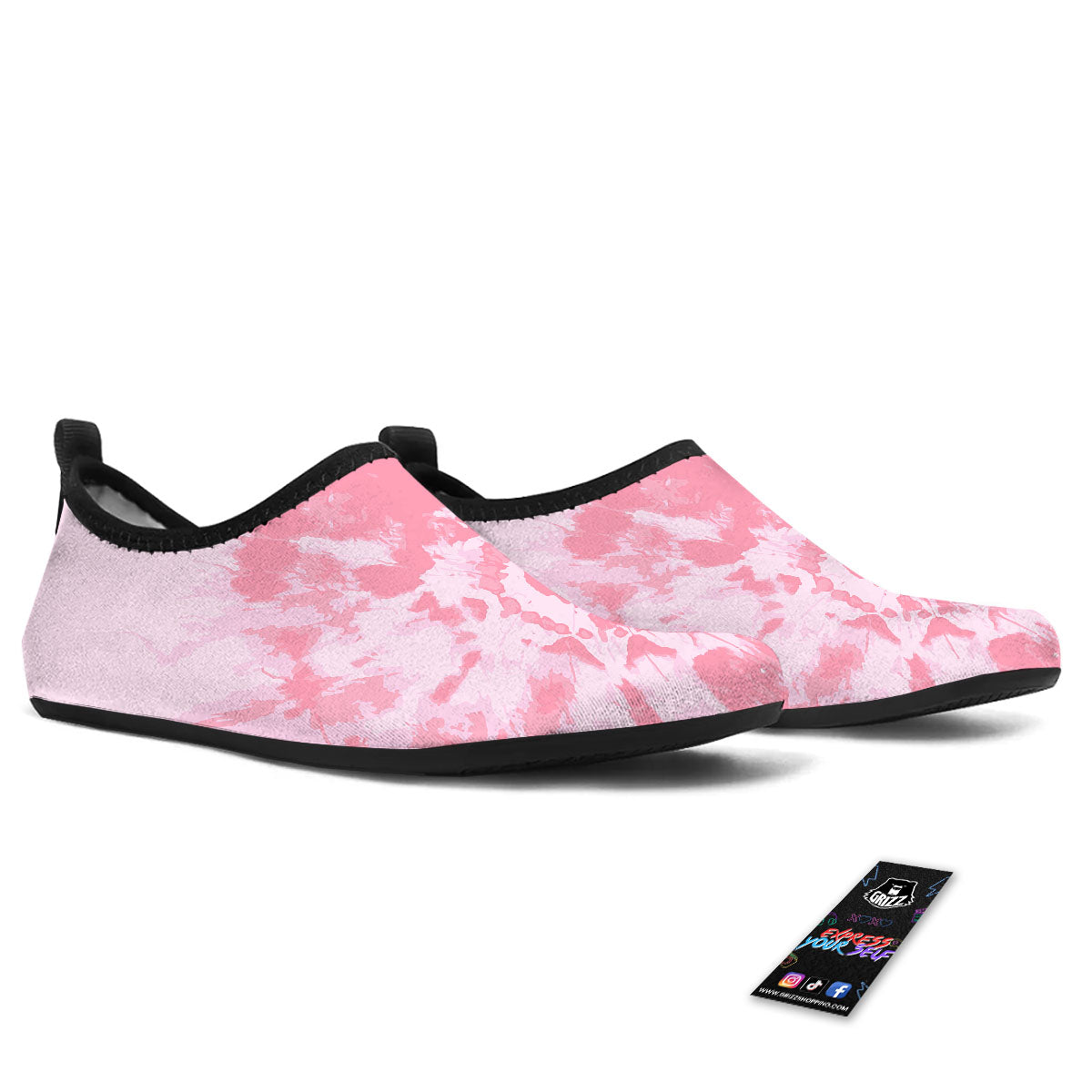 Tie Dye Pink Shibori Print Water Shoes-grizzshop