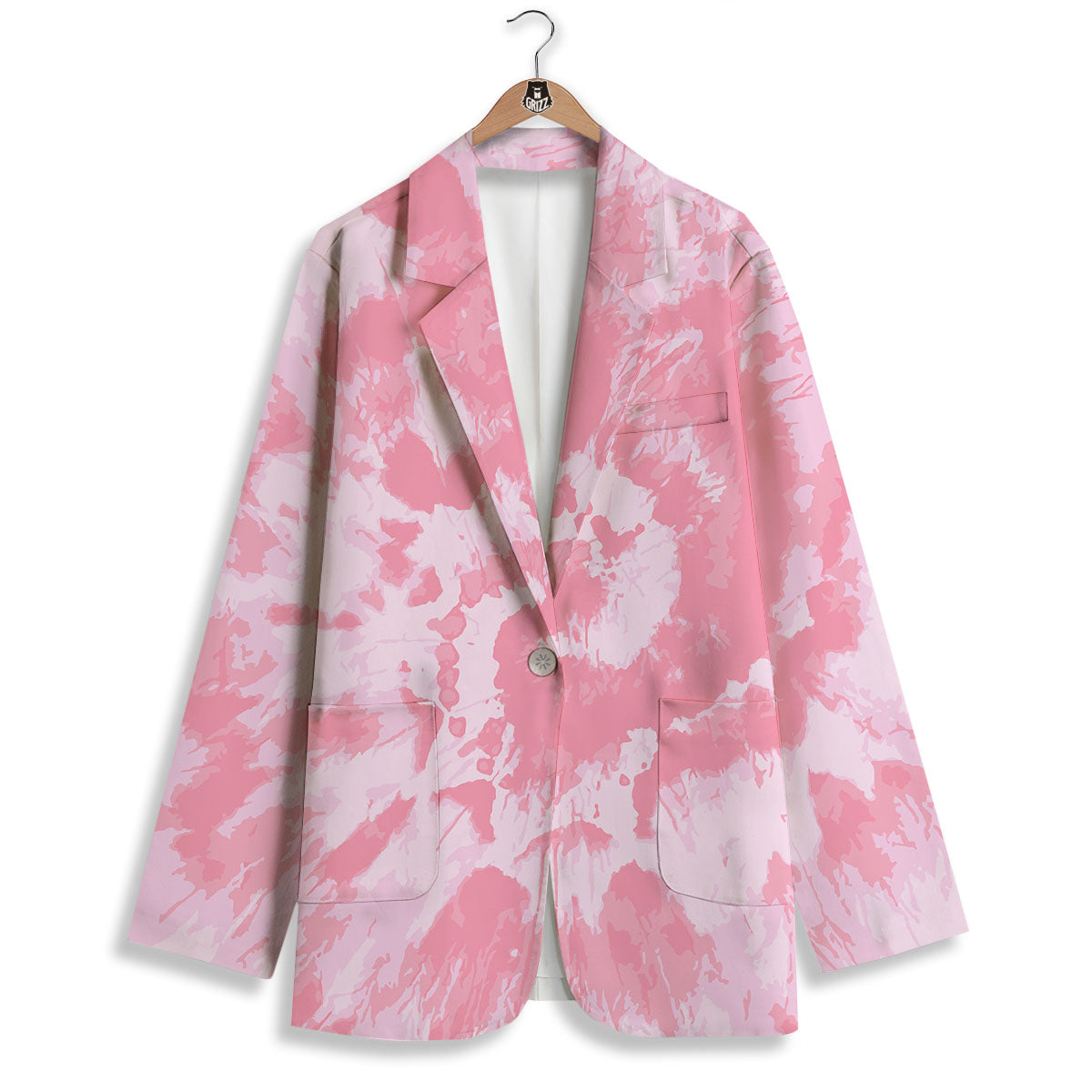 Tie Dye Pink Shibori Print Women's Blazer-grizzshop