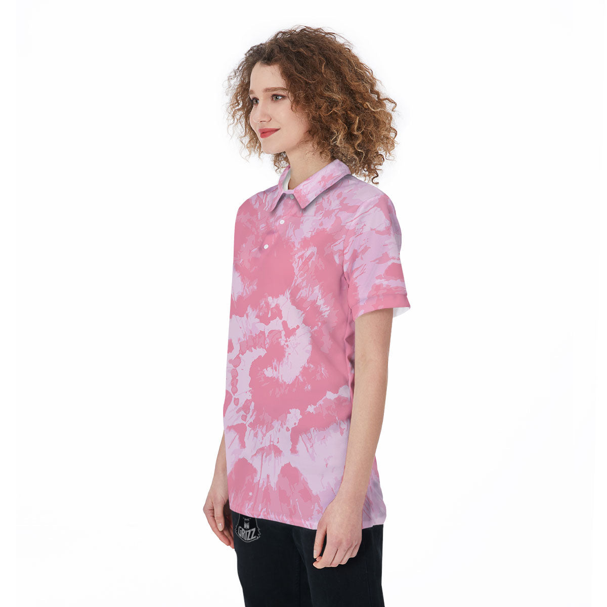 Tie Dye Pink Shibori Print Women's Golf Shirts-grizzshop