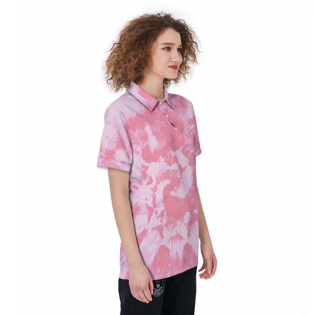 Tie Dye Pink Shibori Print Women's Golf Shirts-grizzshop
