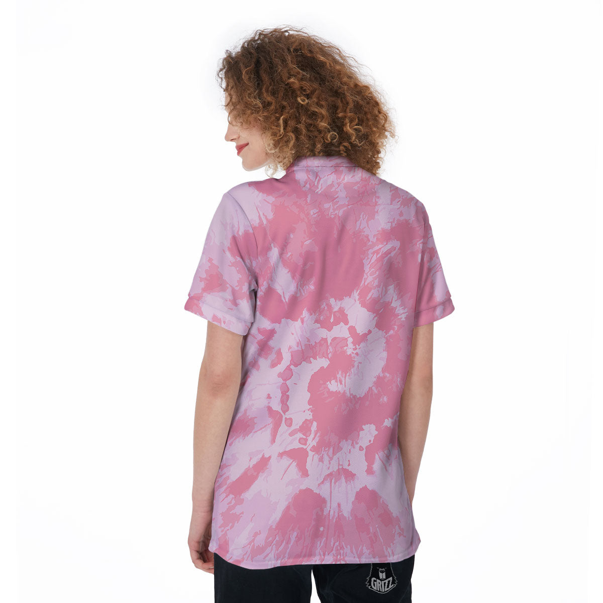Tie Dye Pink Shibori Print Women's Golf Shirts-grizzshop