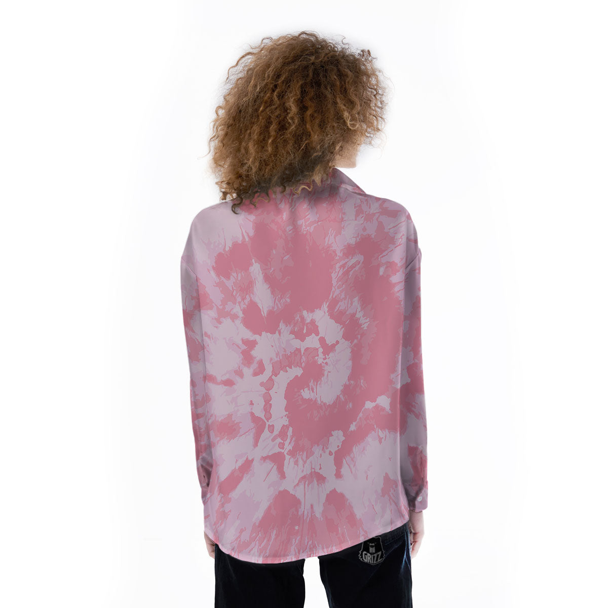 Tie Dye Pink Shibori Print Women's Long Sleeve Shirts-grizzshop