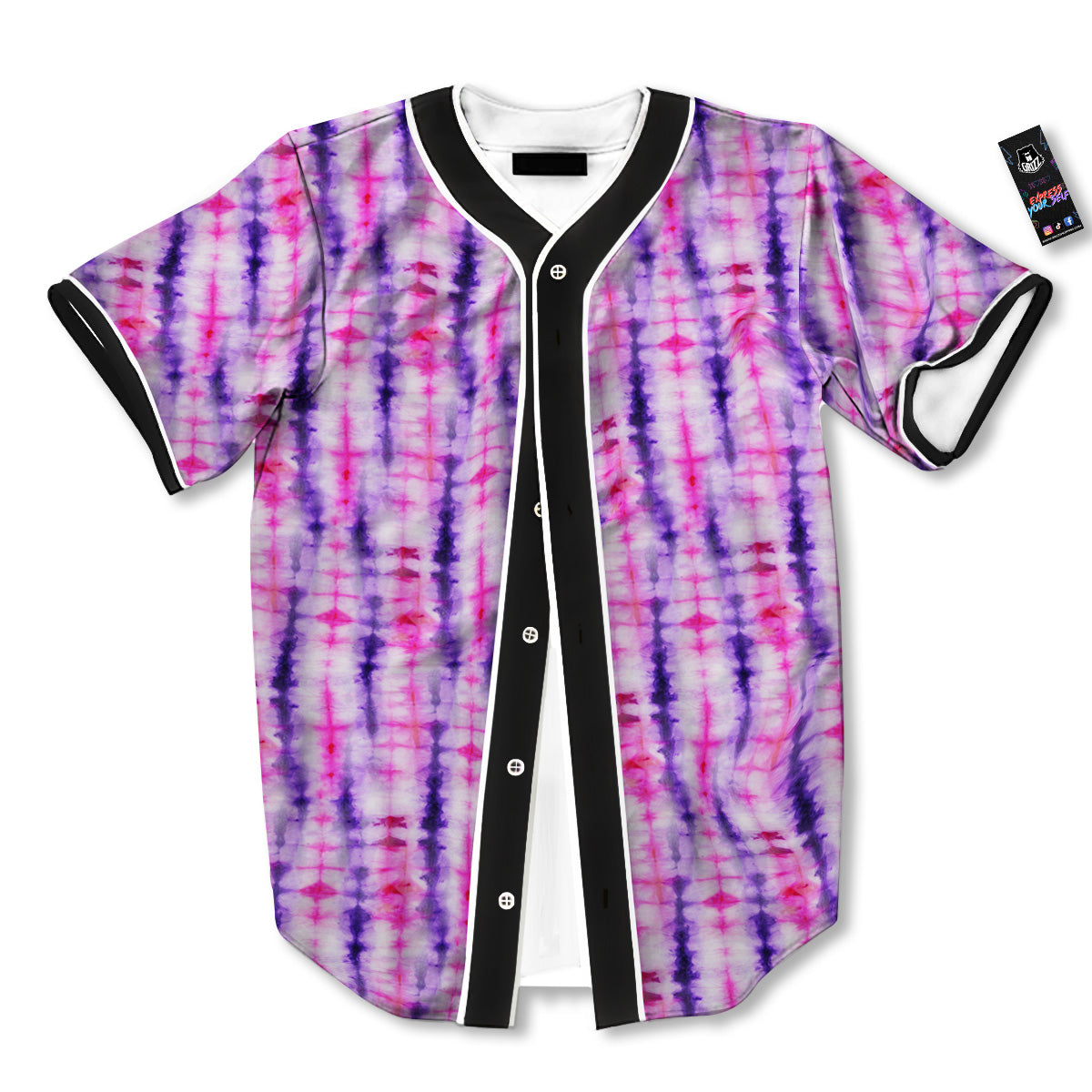 Tie Dye Purple Pink Print Pattern Baseball Jersey-grizzshop