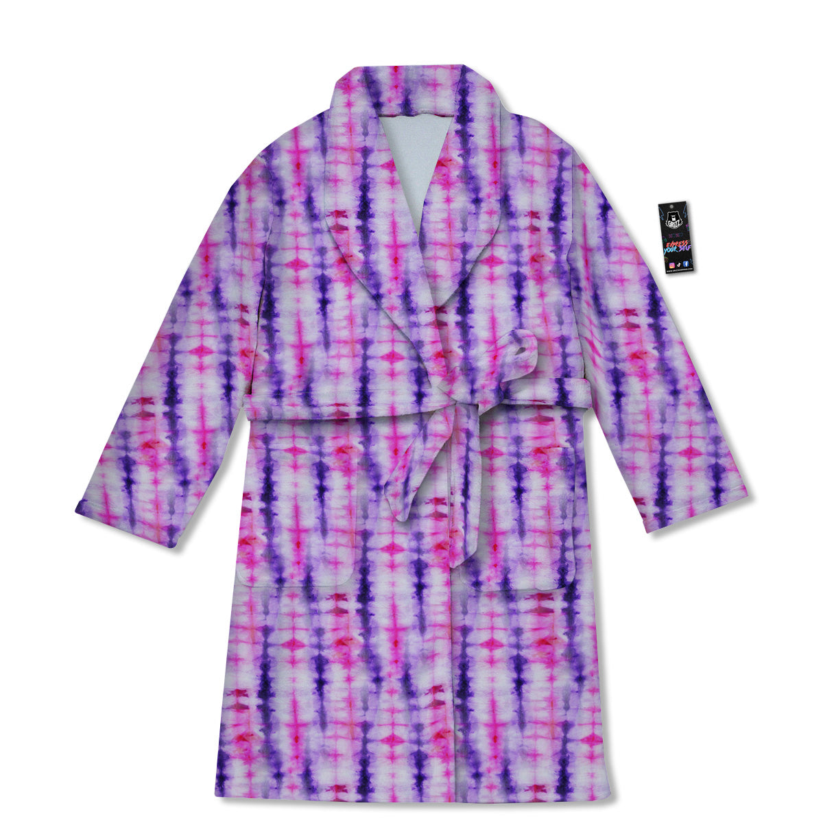 Tie Dye Purple Pink Print Pattern Bathrobe-grizzshop