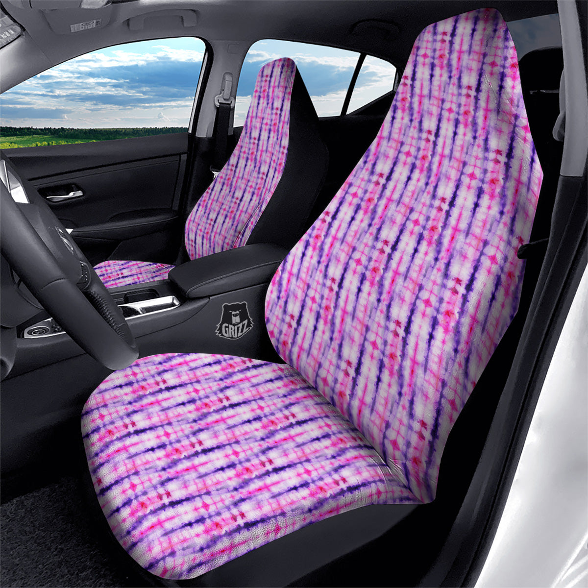 Tie Dye Purple Pink Print Pattern Car Seat Covers-grizzshop