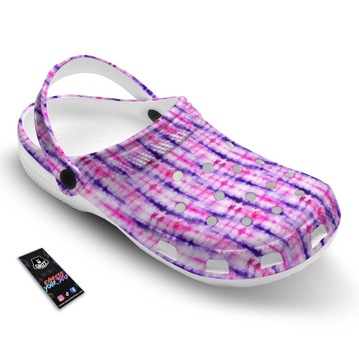 Tie Dye Purple Pink Print Pattern Clog-grizzshop