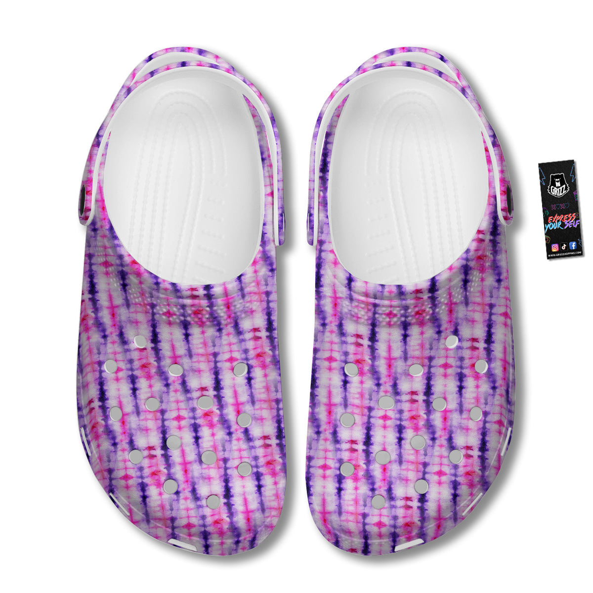 Tie Dye Purple Pink Print Pattern Clog-grizzshop