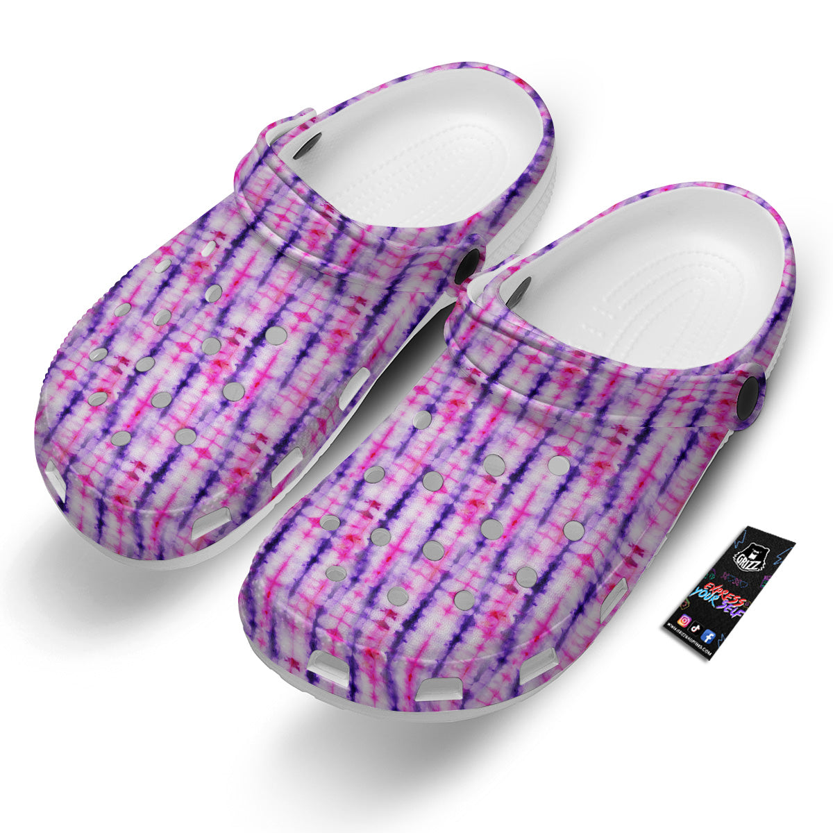 Tie Dye Purple Pink Print Pattern Clog-grizzshop